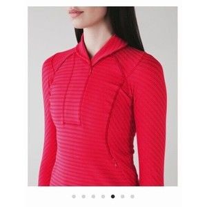 EUC LULULEMON Think Fast Pullover Rulu Stripe Boom Juice Deep Cranberry